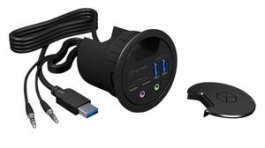 IB-HUB1403B, Desk USB Hub, 4x USB A Socket/USB C Socket/3.5 mm Jack Socket - USB A Plug/3.5 mm Jack, ICY BOX