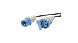 037020462 05 16 1, Extension Cable with Lid IP44 Rubber CEE Plug - CEE Socket 5m Black / Blue, Steffen