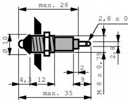 SMQD 081-14, Индикат.лампа: LED; выпуклый; желтый; 24?28ВDC; Oотв: O8,2мм; IP40, SIGNAL-CONSTRUCT