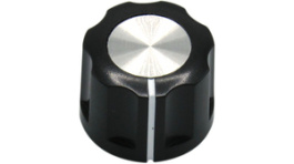 RND 210-00287, Plastic Round Knob with Aluminium Cap, black / aluminium, T18 Knural, RND Components