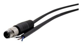 RND 205-01155, M8 Straight Plug Cable Connector, 5m, 3 Poles, A-Coded, Solder, RND Connect