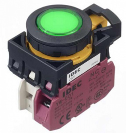 CW1L-M1E10QM4G, Illuminated Pushbutton Switch, 10 A, 230 VAC, IDEC