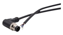 RND 205-01229, M12 Right Angle Plug Cable Connector, 2m, 4 Poles, A-Coded, Solder, RND Connect