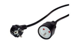 19991171, Extension Cable PVC DE/FR Type F/E (CEE 7/7) Plug - FR Type E (CEE 7/5) Socket 5m Black, Value