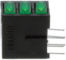 570-0100-222F, PCB LED 2 mm round Green/Green/Green standard, Dialight