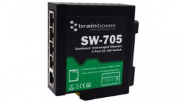 SW-705, Hardened Ethernet Switch, RJ45 Ports 5, 100Mbps, Unmanaged, BRAINBOXES