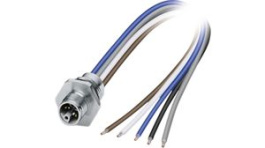 1425627, M12 Front Mounting Panel Plug, 5 Poles, L-Coded, Assembled with Wires, Phoenix Contact