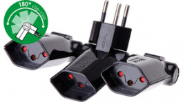 130927, Foldable plug-in socket clip-clap, 3 x Type J (T13), Black, Max Hauri
