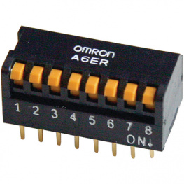 A6ER-2101, Переключатель: DIP-SWITCH; Кол-во секций:2; ON-OFF; 0,025A/24ВDC, Omron