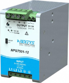 NPST501-12, Power Supply 3Ph, 480W\\In: 400-500Vac, Out: 12Vdc/40A, NEXTYS
