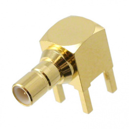 1-1337481-0, Гнездо; SMB; "папа"; угловой 90°; 50Ом; THT; на PCB; тефлон, TE Connectivity