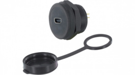 1310-1020-01, Гнездо; USB B mini; 1310; на панель, гайка сзади; THT; с заглушкой, Encitech Connectors