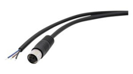 RND 205-01146, M8 Cable Connector, 2m, Straight, Socket, 3 Poles, A-Coded, Solder, RND Connect
