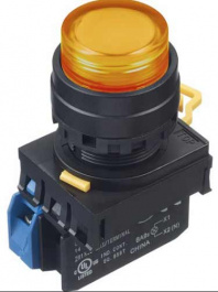 YW1L-M2E10Q4A, Кнопочный переключатель с подсветкой 1NO 10 A 24 В / 120 В / 240 В / 380 В IP65, IDEC