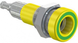 23.0110-20, Panel Mount Socket diam.4mm Green / Yellow 25A 30V Optalloy-Plated, Staubli (former Multi-Contact )