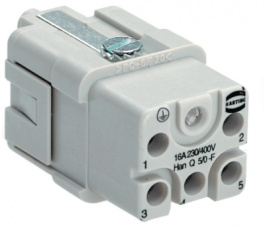 09120052733, Разъем: HAN; "мама"; Quick Lock; PIN:6; 5+PE; размер 3А; 16А; 400В, Harting