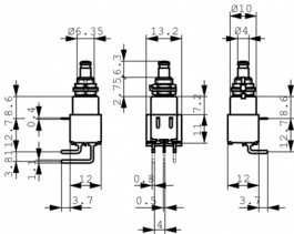 8432WA, Push-button Switch on-(on) 1P, APEM