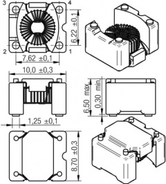 744272332, Ferrite SMD 0.65 A 0.36 Ohm 10 x 8.7 x 6.5 mm, WURTH Elektronik