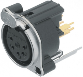NC5FBV-D, XLR Panel-mount female receptacle 5Pnickel-plated, Neutrik