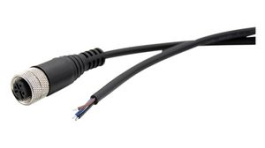 RND 205-01204, M12 Cable Connector, 2m, Straight, Socket, 3 Poles, A-Coded, Solder, RND Connect