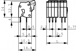 234-510, Wire-to-board terminal block 0.08...0.5 mm2 solid or stranded 2.54 mm, 10 poles, Wago