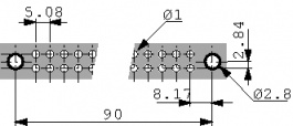 033428, Multipole socket D 32-p DIN 41612, Erni / TE