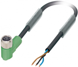 SAC-3P- 3,0-PUR/M 8FR, Actuator/sensor cable M8 (90deg) Socket Open 3 m, Phoenix Contact