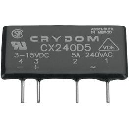 CX380D5, Реле: полупроводниковое; Uупр:4?15ВDC; 5А; 48?530ВAC; THT; SIP, Sensata