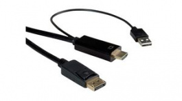 11045993, Video Cable, DisplayPort Plug - HDMI Plug/USB-A Plug, 3840 x 2160, 3m, Roline