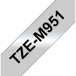TZE-M951, Этикеточная лента 24 mm черный на серебристом, Brother