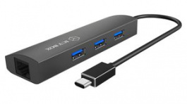 IB-HUB1406-C, USB Hub, 4x USB A Socket/RJ45 - USB C Plug, ICY BOX