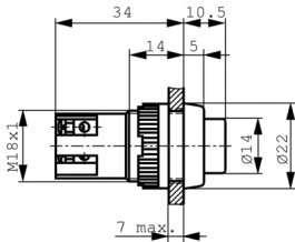 1.01.102.011/0205, Pushbutton Switch, 2 A, 250 VAC, RAFI