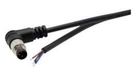 RND 205-01167, M8 Right Angle Plug Cable Connector, 5m, 3 Poles, A-Coded, Solder, RND Connect