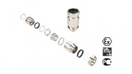 930021221, Double Seal Cable Gland 9.4...17.6mm Nickel-Plated Brass M20, Weidmuller