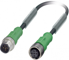 SAC-5P-M12MS/1,5-PUR/M12FS, Sensor cable M12 Plug M12 Socket 1.5 m, Phoenix Contact