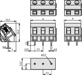 MB322-750M02, PCB Terminal Block 2P7.5 mm, DECA SWITCHLAB