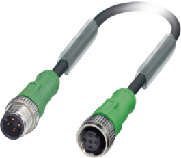 SAC-4P-M12MS/ 0,6-PUR/M12FS, Sensor cable M12 Plug M12 Socket 0.6 m, Phoenix Contact
