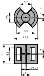 B65733-A-R27 [2 шт], Комплект сердечника PM 114/93 N27 уп-ку=2 ST, TDK-Epcos