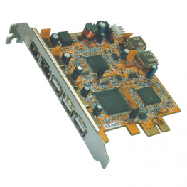 EX-16605, PCI-E x1 Card4x USB 2.0 3x FireWire, Exsys