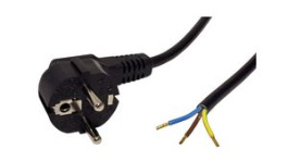 19081110, AC Power Cable, DE Type F (CEE 7/7) Plug - Bare End, 1.8m, Black, SECOMP (Roline)