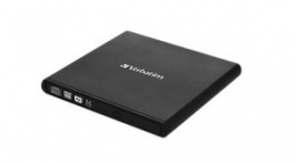98938, Slim Portable CD / DVD Writer, USB 2.0, CD/DVD, Verbatim