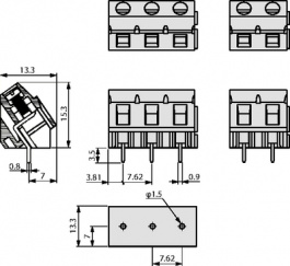 MB322-762M02, PCB Terminal Block 2P7.62 mm, DECA SWITCHLAB