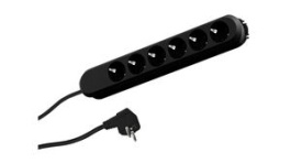 381.147K, Outlet Strip SMART 6x DE Type F (CEE 7/3) Socket - CEE 7/7 Plug Black 1.5m, Bachmann