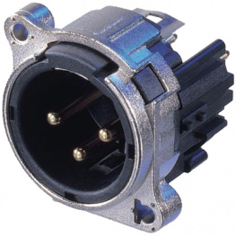 NC3MBV, XLR Panel-mount male receptacle 3 B Vertical / PCB Mounting, Neutrik