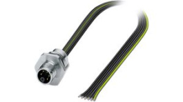1415300, M12 Front Mounting Panel Plug, 6 Poles, M-Coded, Assembled with Wires, Phoenix Contact