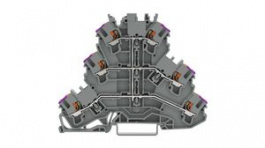 2202-3208, Terminal Block, L, Cage Clamp, 6 Poles, 500V, 24A, 1 ... 2.5mm², Grey, Wago