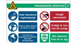 RND 605-00212, COVID-19 General Safety Information, Safety Sign, Danish, 371x262mm, 1pcs, Brady