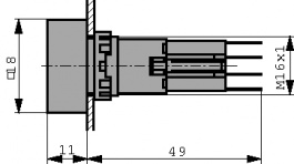 Q18LF-RT, Индикаторная лампа; 16мм; -25?70°C; Отв: O16,2мм; Цвет: красный, Eaton