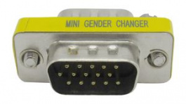 RND 205-00936, Mini Gender Changer, HDB15 Plug to HDB15 Plug, Silver, RND Connect