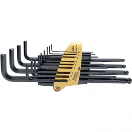 24189, Key set; hexagon keys,spherical; Chrom-vanadium steel; Pcs: 13, Wiha